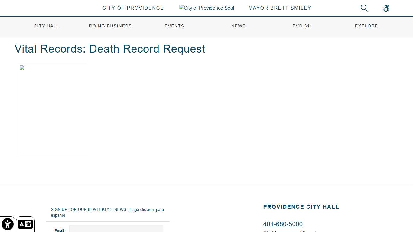 City of Providence Vital Records: Death Record Request - City of Providence